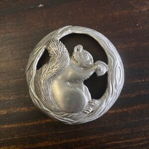 Vintage 1989 Seagull Pewter Squirrel Acorn Jar Topper Lid Insert Canada 2.75"
